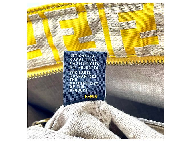 Fendi Zucca Panel Leinen Shopper Tote Schwarz Roh - Ansicht 11