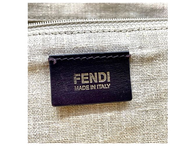 Fendi Zucca Panel Leinen Shopper Tote Schwarz Roh - Ansicht 12