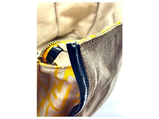 Fendi Zucca Panel Leinen Shopper Tote Schwarz Roh - Ansicht 17