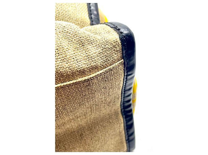 Fendi Zucca Panel Leinen Shopper Tote Schwarz Roh - Ansicht 19