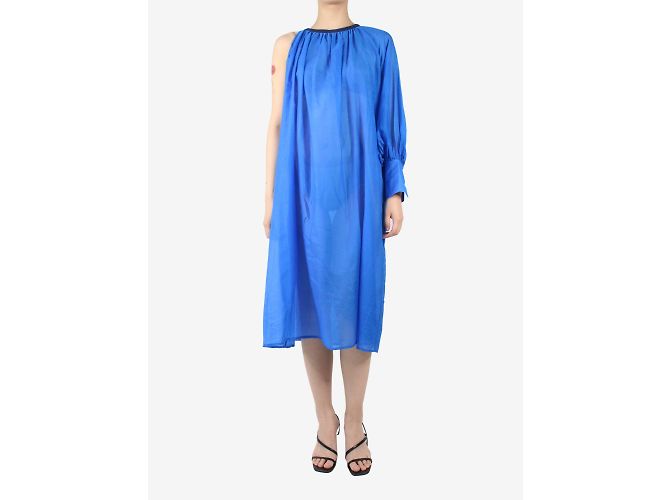 Zeus + Dione Robe midi transparente bleue à une épaule - taille UK 10 - vue 3