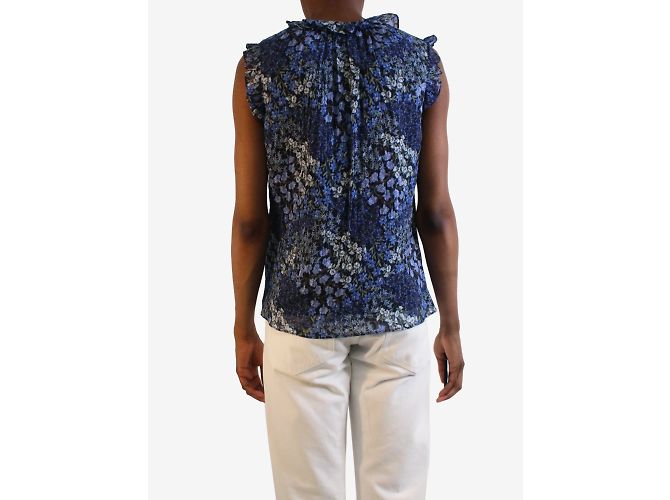 Rebecca Taylor Top floral azul sin mangas - talla US 2 - vista 2