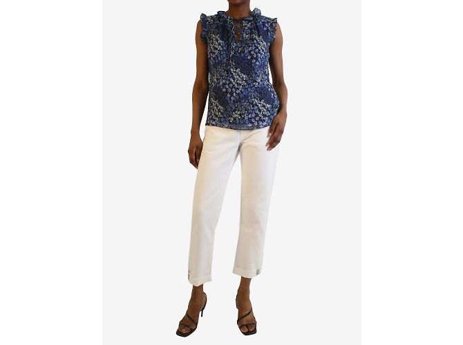 Rebecca Taylor Top floral azul sin mangas - talla US 2 - vista 4