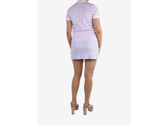 Maje Conjunto de falda y top de punto de cuadros morado - talla UK 8/10 - vista 3