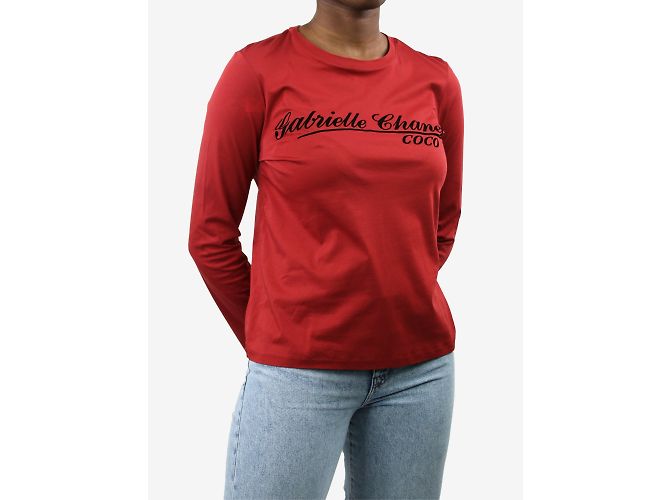 Gabrielle Chanel Rotes Langarm-T-Shirt – Größe FR 42 - Ansicht 3