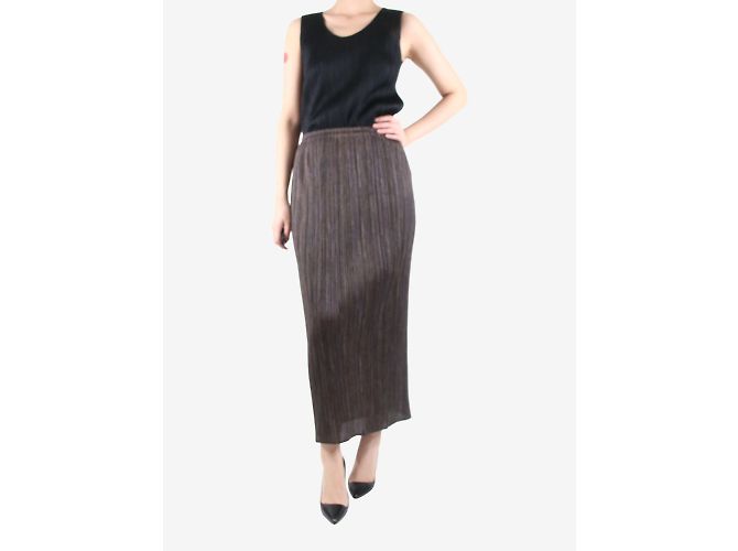 Pleats Please Falda midi plisada marrón - talla 4 - vista 2