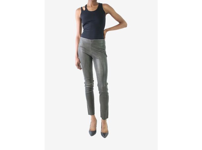 Drome Graue Slim-Fit-Hose aus Leder – Größe S - Ansicht 4