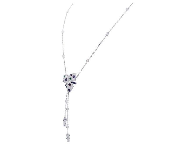 Collana Cartier, "Carezze di orchidee", oro bianco e pietre colorate. - vista 3