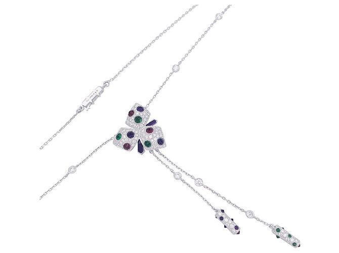 Collana Cartier, "Carezze di orchidee", oro bianco e pietre colorate. - vista 4