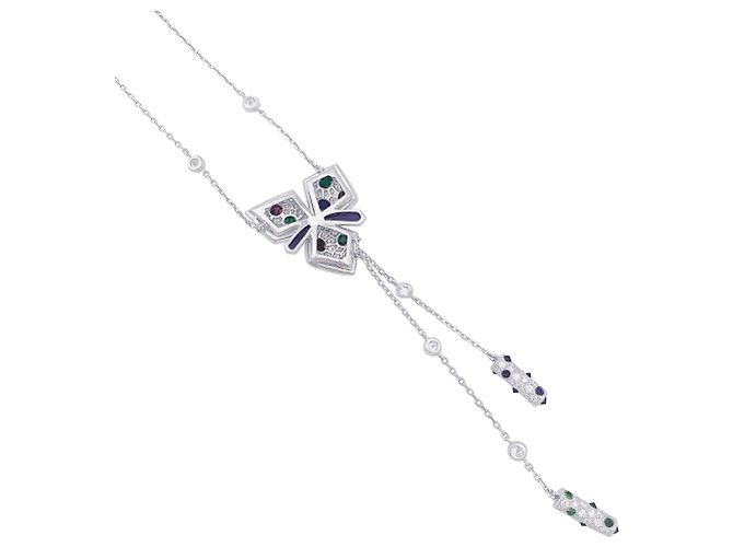 Collana Cartier, "Carezze di orchidee", oro bianco e pietre colorate. - vista 5