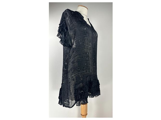 Abito Munthe Plus Simonsen in seta nera trasparente Nero - vista 4