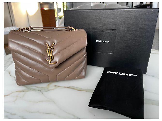 Borsa a mano Saint Laurent Loulou Small Beige in pelle - vista 2