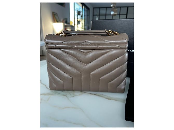 Borsa a mano Saint Laurent Loulou Small Beige in pelle - vista 3