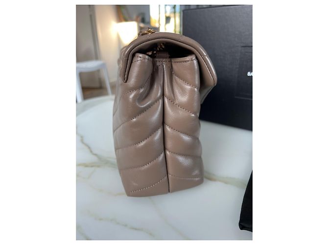 Borsa a mano Saint Laurent Loulou Small Beige in pelle - vista 4