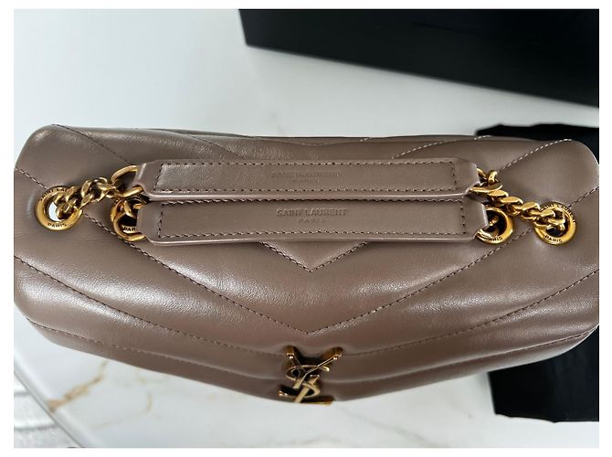 Borsa a mano Saint Laurent Loulou Small Beige in pelle - vista 8