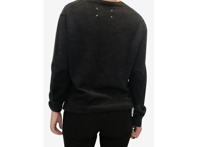 Maison Martin Margiela Verwaschener schwarzer Kaschmirpullover mit V-Ausschnitt – Größe S - Ansicht 3