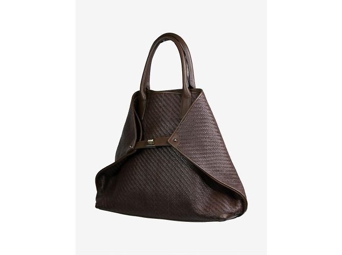 Akris Borsa messenger in pelle marrone Ai - vista 4