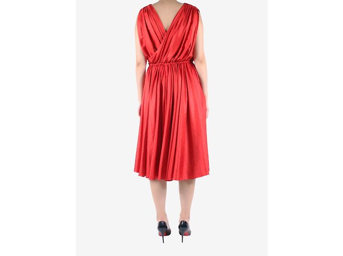 Bottega Veneta Rotes ärmelloses Faltenkleid – Größe IT 42 - vista 2