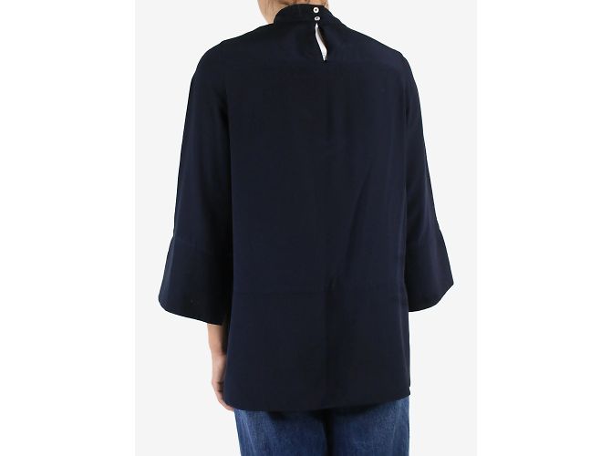 Studio Nicholson Marineblaue Rollkragenbluse aus Seide – Größe UK 8 - Ansicht 2