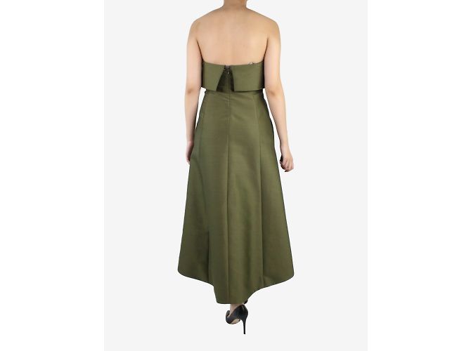 Totême Grünes trägerloses Midikleid in A-Linie – Größe FR 38 - Ansicht 2