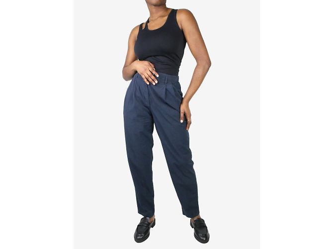 Pomandère Navy front pleated trousers - size IT 42 - view 2