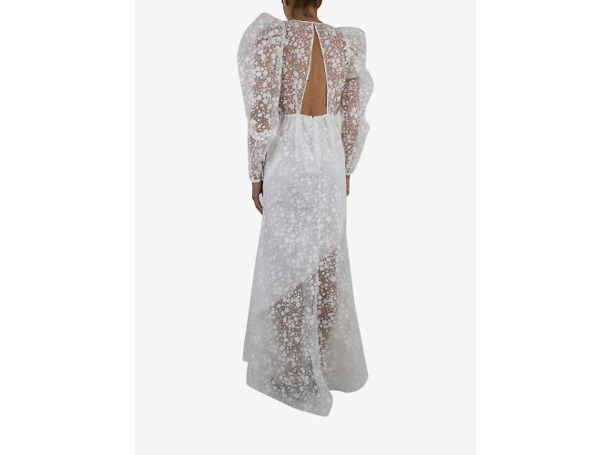 Rosie Assoulin Weißes geblümtes Organza-Maxikleid – Größe US 2 - Ansicht 2