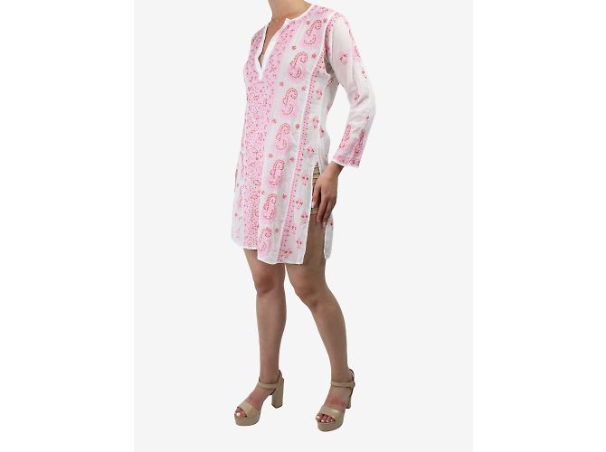 Juliet Dunn Weißes besticktes Kaftankleid – Größe UK 8 - Ansicht 3