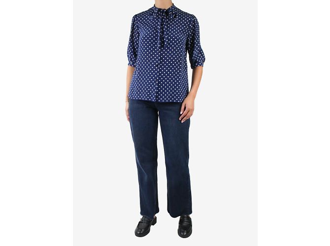 Céline Blaue gepunktete Bluse – Größe FR 38 - Ansicht 2