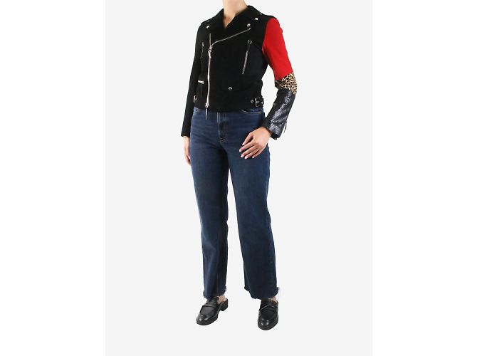Giuseppe Zanotti Schwarze Wildleder-Bikerjacke – Größe S - Ansicht 3