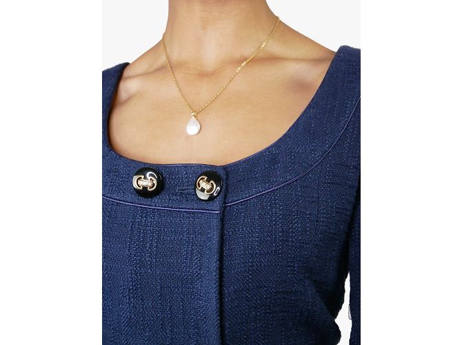 Alessandra Rich Blue embellished button printed lining scoop neck jacket - size IT 42 - Ansicht 5