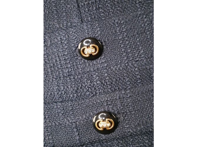 Alessandra Rich Blue embellished button printed lining scoop neck jacket - size IT 42 - Ansicht 6