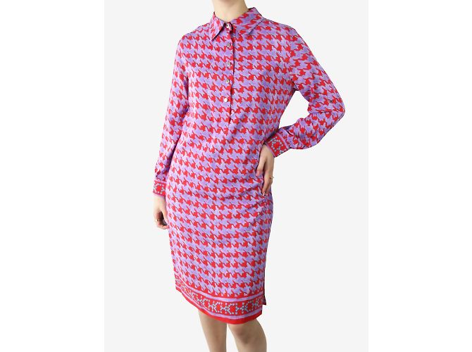 Carolina Herrera Vestido camisero con botones y estampado morado - talla EE. UU. 8 - vista 2