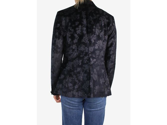 Rag & Bone Navy single-breasted floral velvet blazer - size UK 14 - view 2