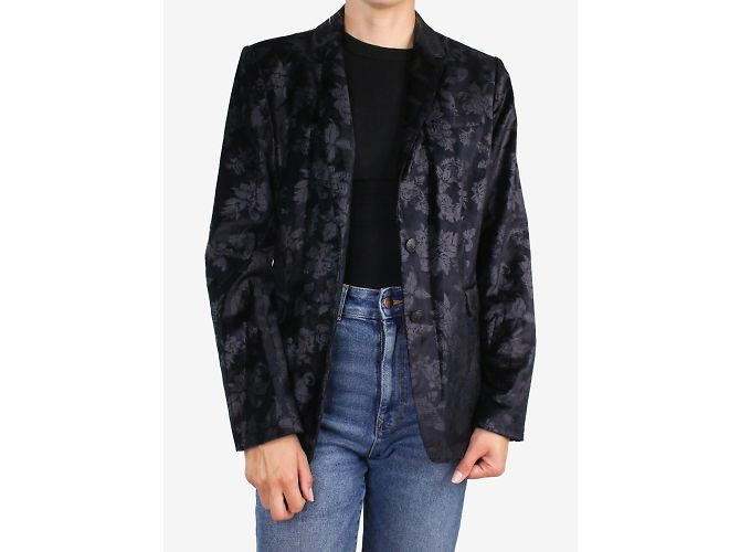 Rag & Bone Navy single-breasted floral velvet blazer - size UK 14 - view 3