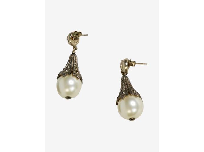 Chanel Orecchini di perle bianche Coco Mark Bianco - vista 2