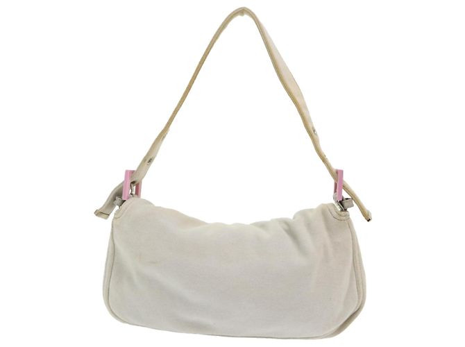 FENDI Borsa a spalla Mamma Baguette Cotone Bianco Auth 47107 - vista 2