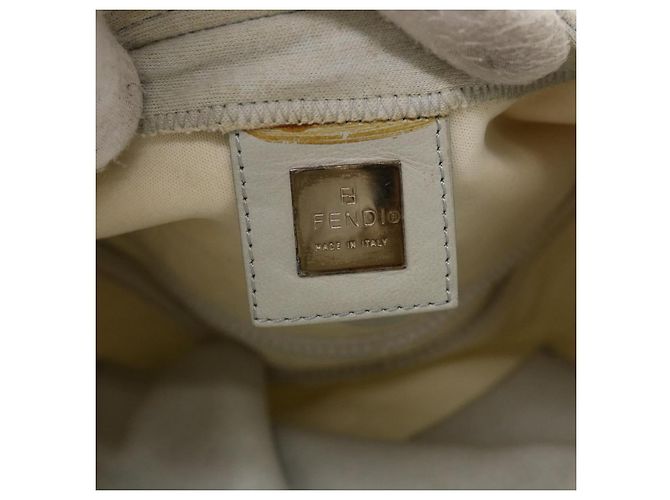 FENDI Borsa a spalla Mamma Baguette Cotone Bianco Auth 47107 - vista 20