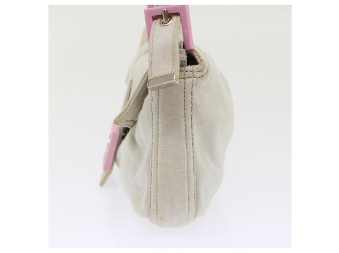 FENDI Borsa a spalla Mamma Baguette Cotone Bianco Auth 47107 - vista 3