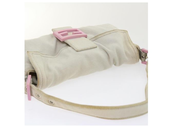 FENDI Borsa a spalla Mamma Baguette Cotone Bianco Auth 47107 - vista 7