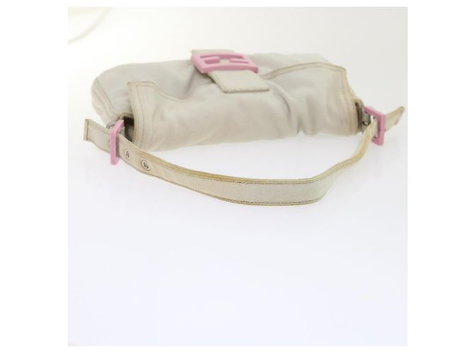 FENDI Borsa a spalla Mamma Baguette Cotone Bianco Auth 47107 - vista 8