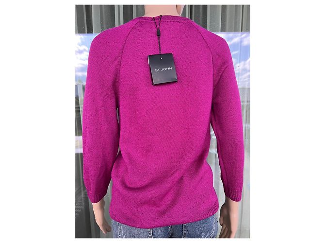 Autre Marque St John Knits Freesia Shimmer Pink Wool Sweater - view 4