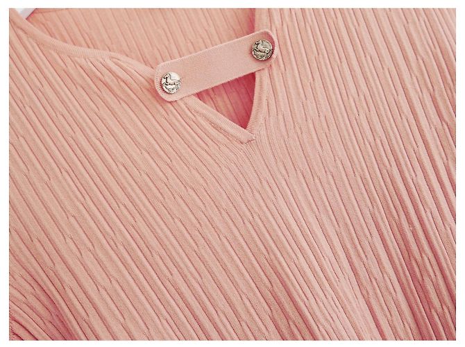 Chanel Resort 2018 Crinkle-Strickoberteil Pink - Ansicht 2