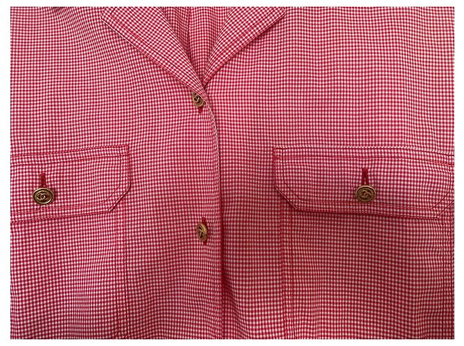Camicetta Chanel / Camicia con bottoni dorati e ricamo Chanel Bianco Rosso Gold hardware - vista 3