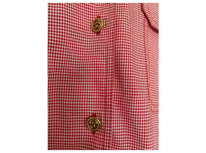 Camicetta Chanel / Camicia con bottoni dorati e ricamo Chanel Bianco Rosso Gold hardware - vista 4