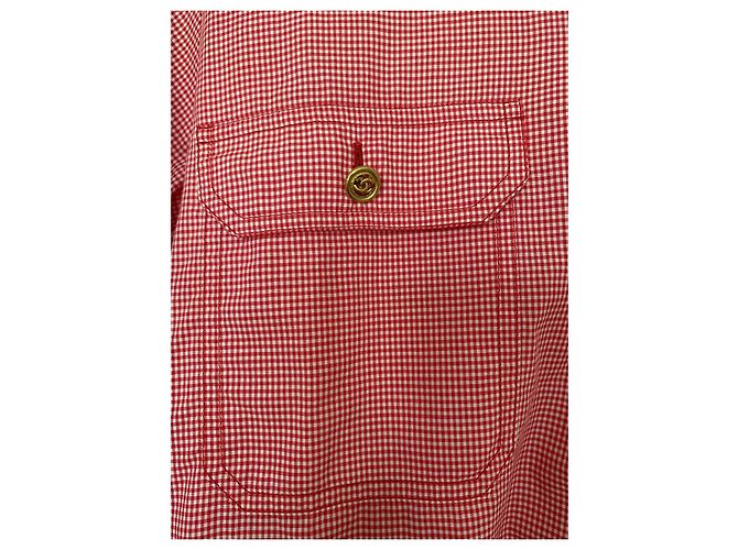 Camicetta Chanel / Camicia con bottoni dorati e ricamo Chanel Bianco Rosso Gold hardware - vista 7