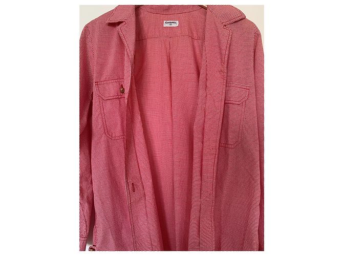 Camicetta Chanel / Camicia con bottoni dorati e ricamo Chanel Bianco Rosso Gold hardware - vista 9
