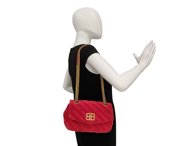 BB Round Balenciaga Balenciaga BB Runde Samt-Umhängetasche - Ansicht 2