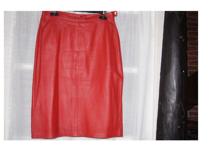 Autre Marque Falda de cuero roja - vista 2