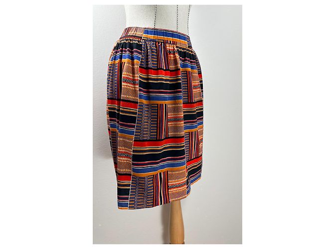 Falda midi Yves Saint Laurent de algodón Multicolor - vista 2