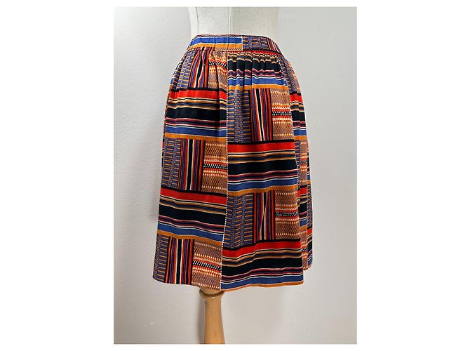 Falda midi Yves Saint Laurent de algodón Multicolor - vista 3